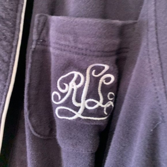 Ralph Lauren Blue Plush Robe with Shawl Collar and Tie Belt - Picture 2 of 5